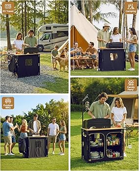 Amazon.com : KingCamp Bamboo Camp Kitchen Table, Folding Overland