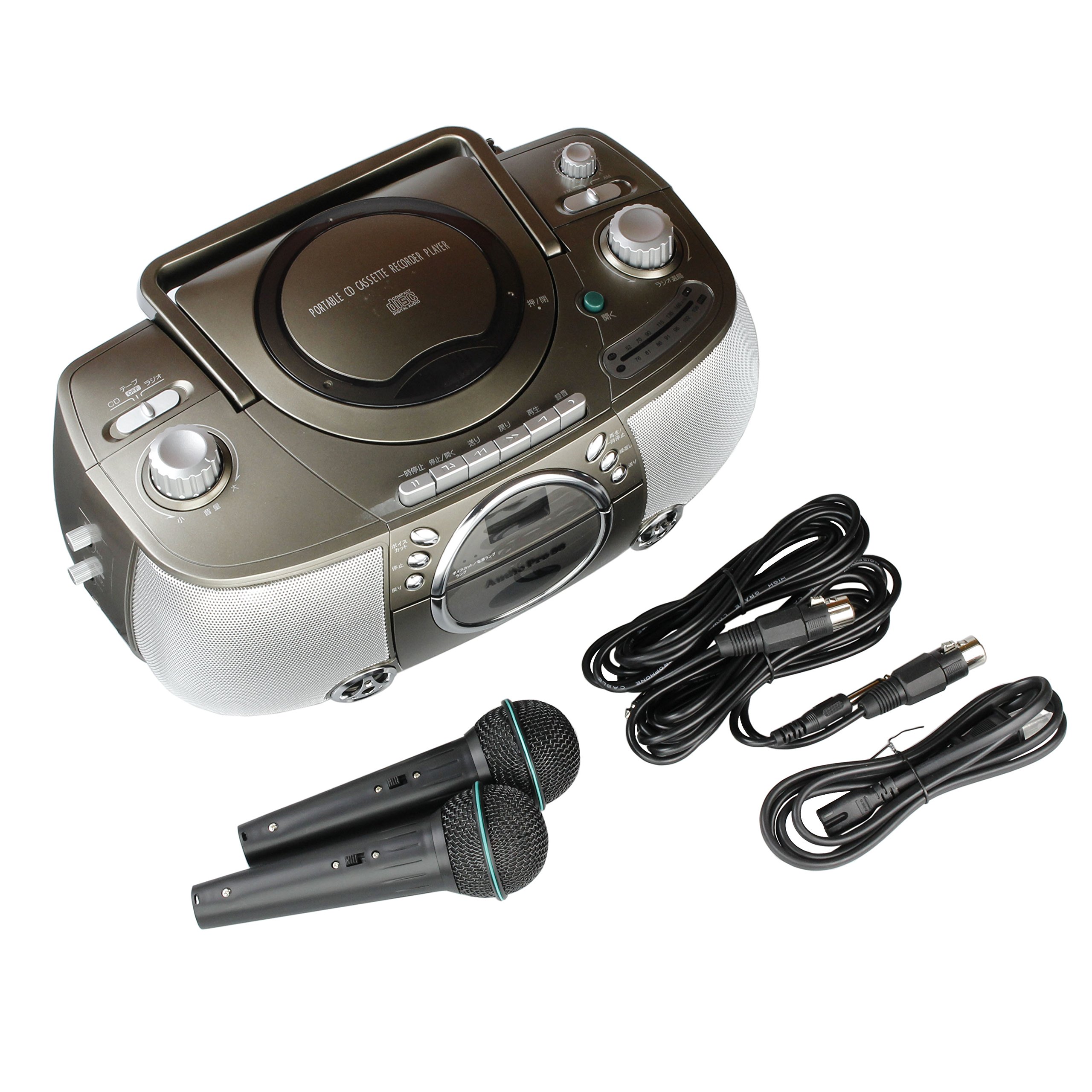 Amazon.co.jp: カラオケもできる速度調整機能付きCDラジカセ(マイク2本