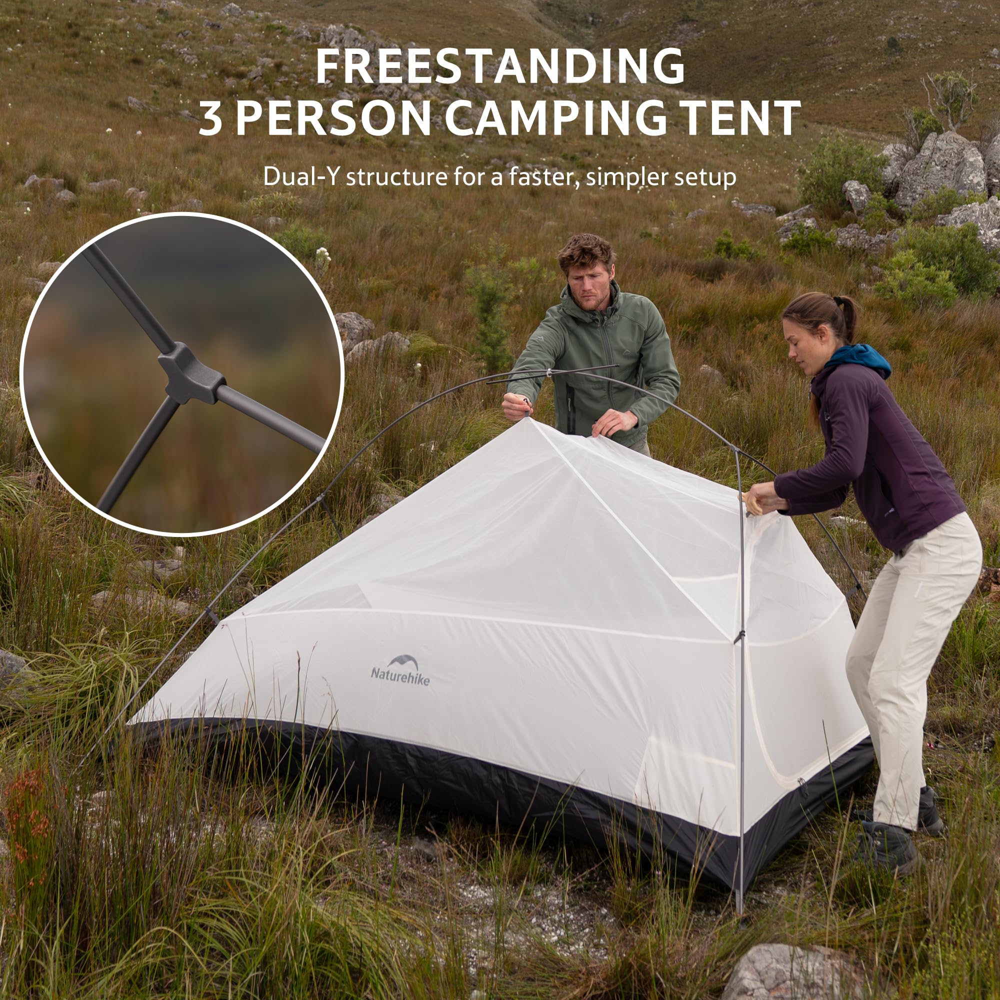 Amazon.co.jp: Naturehike Cloud-Up PRO 3人用 超軽量テント 1.75kg