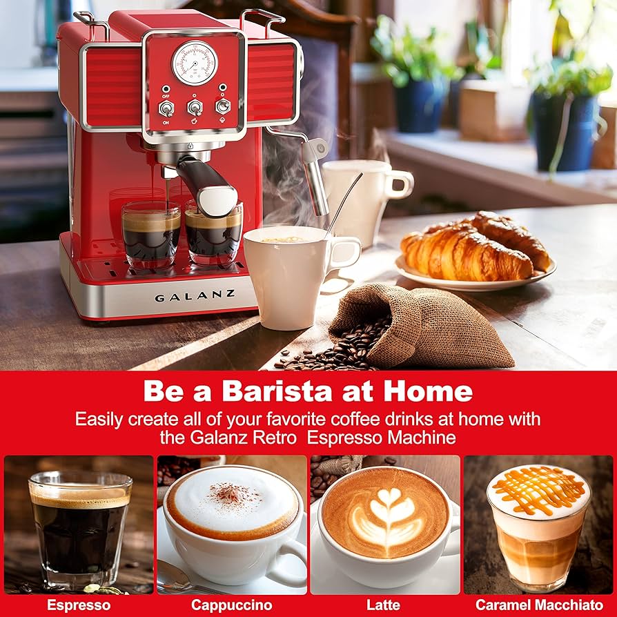 Amazon | Galanz レトロエスプレッソマシン ミルク泡立て器付き 15