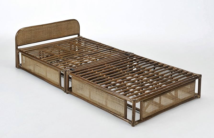 Amazon | 《ラタン（籐）》 ベッド 分割式 ダークブラウン色 | 今枝