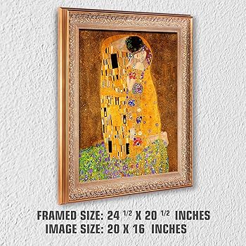 Amazon.com: The Kiss by Gustav Klimt Framed Size:24.5 x 20.5