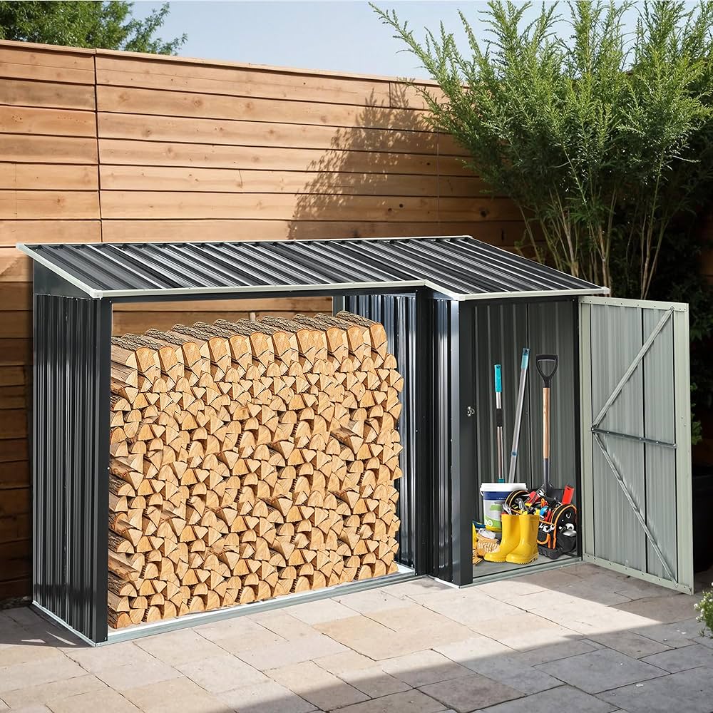 Amazon.co.jp: 薪小屋 収納庫 屋外 屋根付き 薪ラック付き 薪