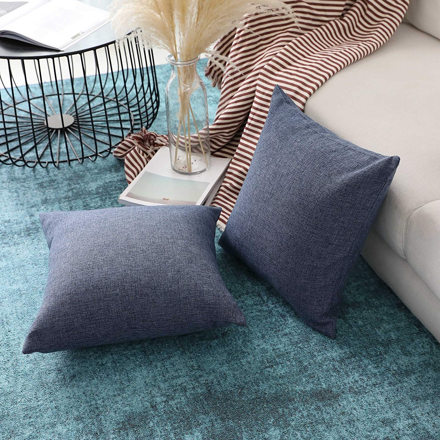 Amazon.co.jp: Khooti ポリジュートクッションカバー、45x45 cm