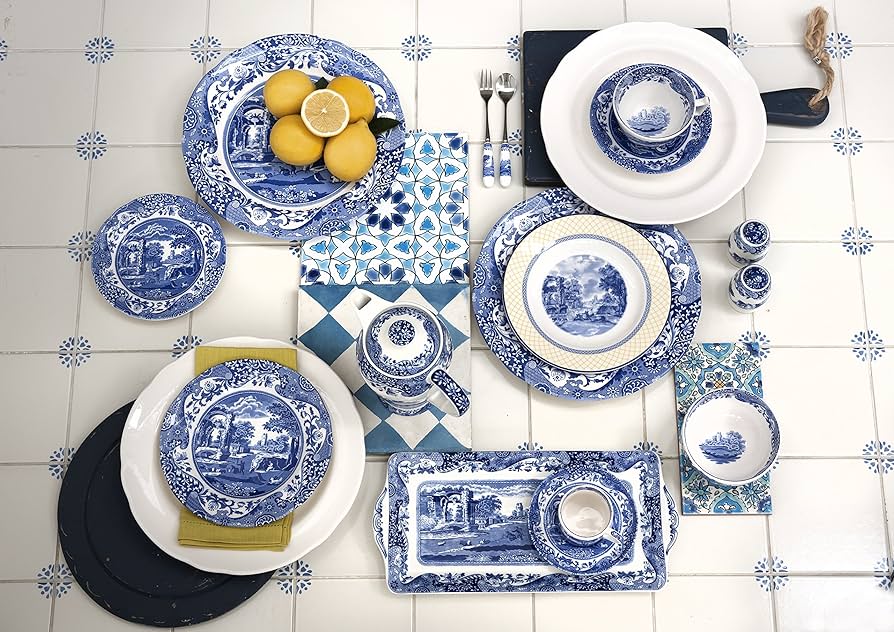 Amazon.com | Spode Blue Italian Square Serving Bowl: Salad Serving