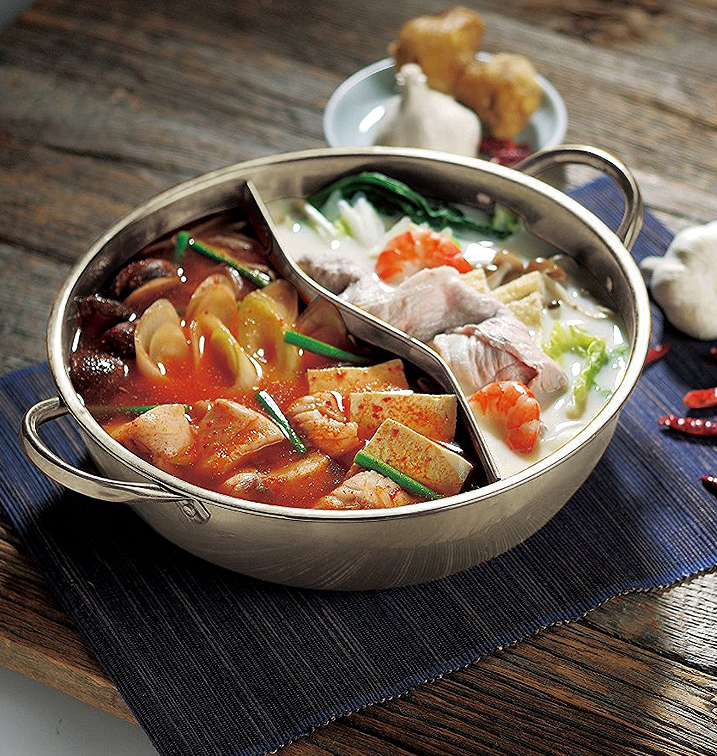 Amazon｜エムワールド IH対応 両手鍋 仕切り 付き 2食鍋 ステンレス