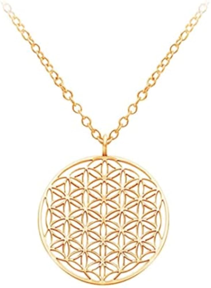 Amazon | フラワー オブ ライフ 神聖な幾何学ネックレス ゴールド