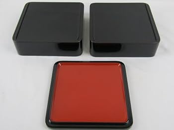 Amazon.co.jp: 木製漆器 輪島塗 重箱 重台付 丸に木瓜 蒔絵家紋付き