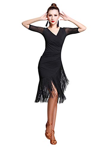 Amazon.com: ZX Women's Ballroom Dance Costume V Neck Pleated Long