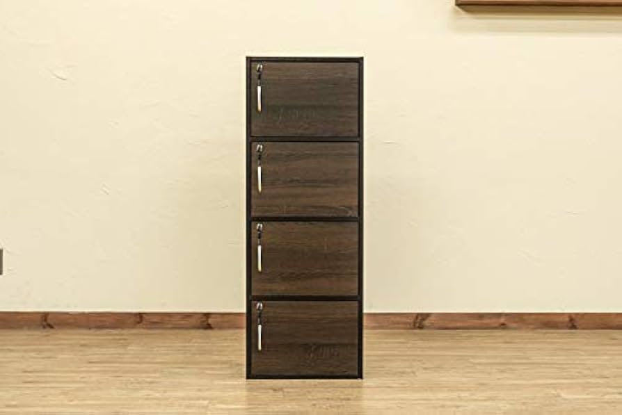 Amazon｜鍵付きラック 4段 カラーボックス 本棚 ロッカー