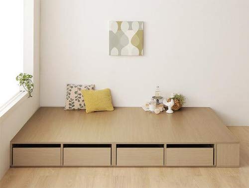 Amazon｜オークホワイト お客様組立 シングル シェルフ棚・引出収納