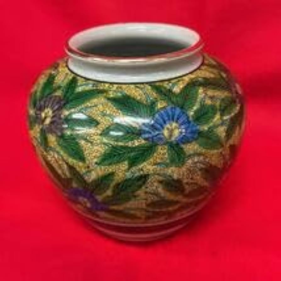 Amazon.co.jp: 伝統工芸品九谷焼 角福印 花瓶 色花 直径20cm 高さ18cm