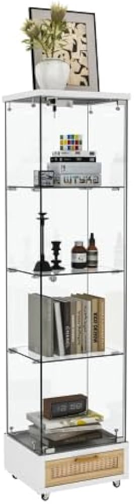 Amazon.co.jp: LED照明＆引き出し付き ガラスディスプレイキャビネット