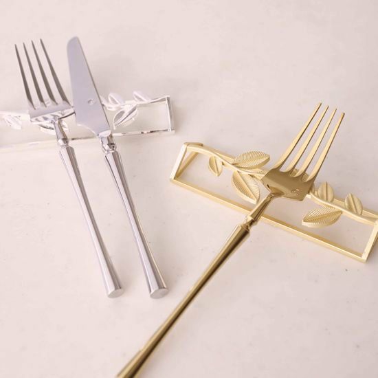 リーフ柄ゴールドシルバーカトラリーレスト ナプキンリング｜M苦楽園