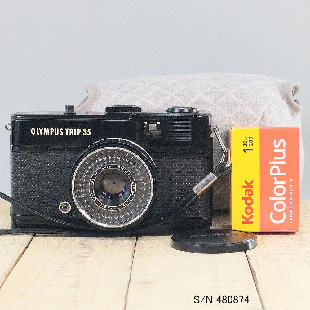 中古】【送料無料】【保証付 】OLYMPUS TRIP 35 ブラック S/N 481765