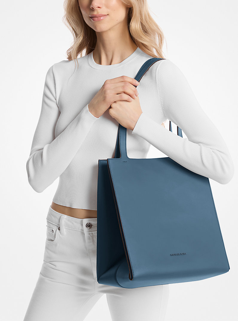 Jordi Large Leather Tote Bag in DK CHAMBRAY - Sale | Michael Kors [US]