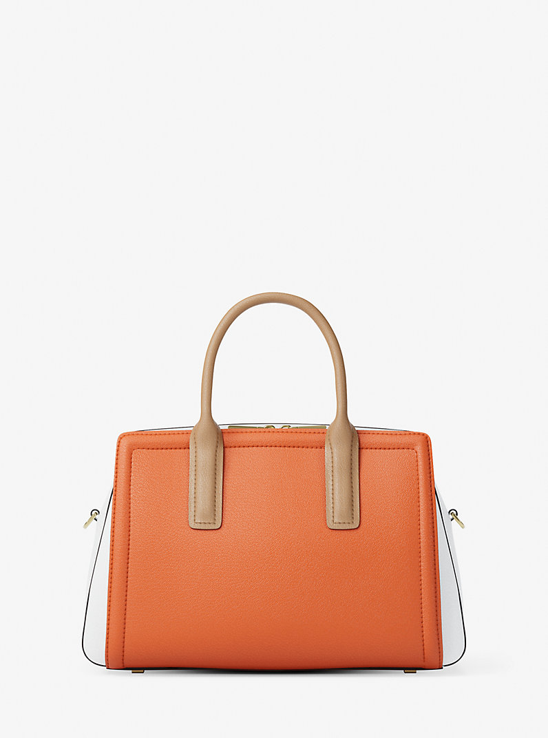 Laila Medium Color-Block Pebbled Leather Satchel in MIMOSA MULTI
