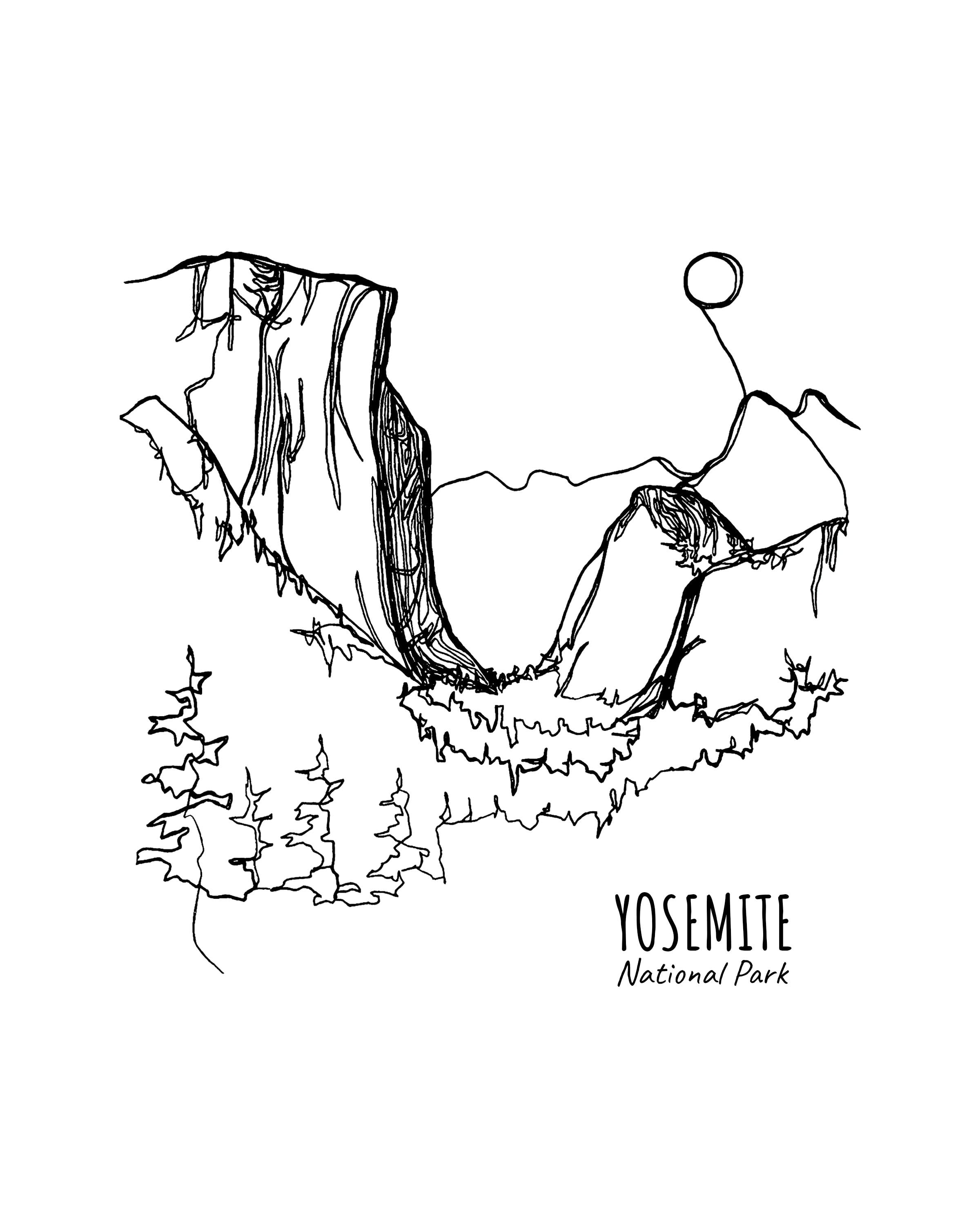 Yosemite National Park, California Continuous Line Print – Mick's
