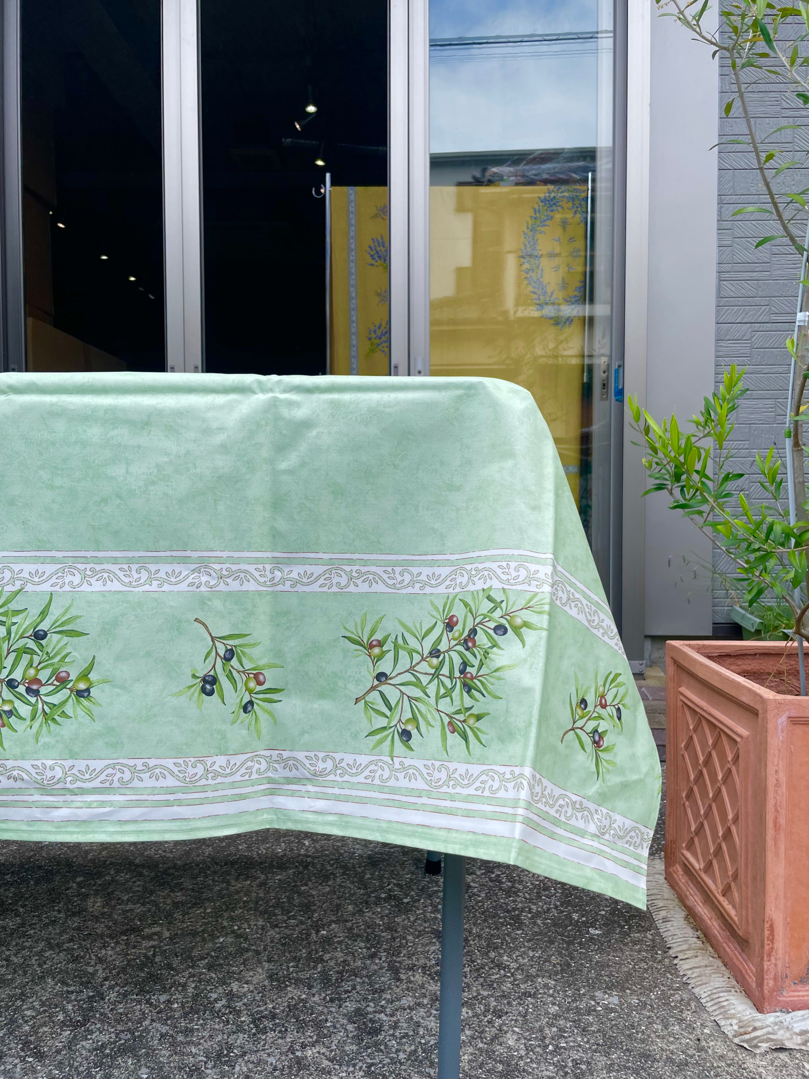 フランス製コットン撥水クロス》テーブルクロス｜ニューオリーブ