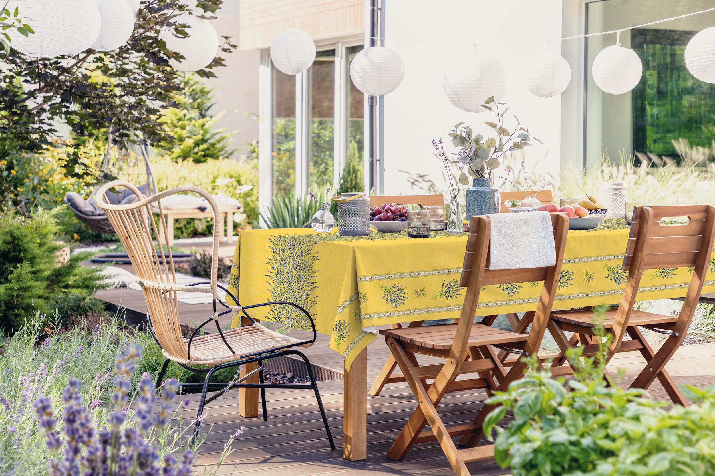 フランス製コットン撥水クロス》テーブルクロス｜ニューラベンダー