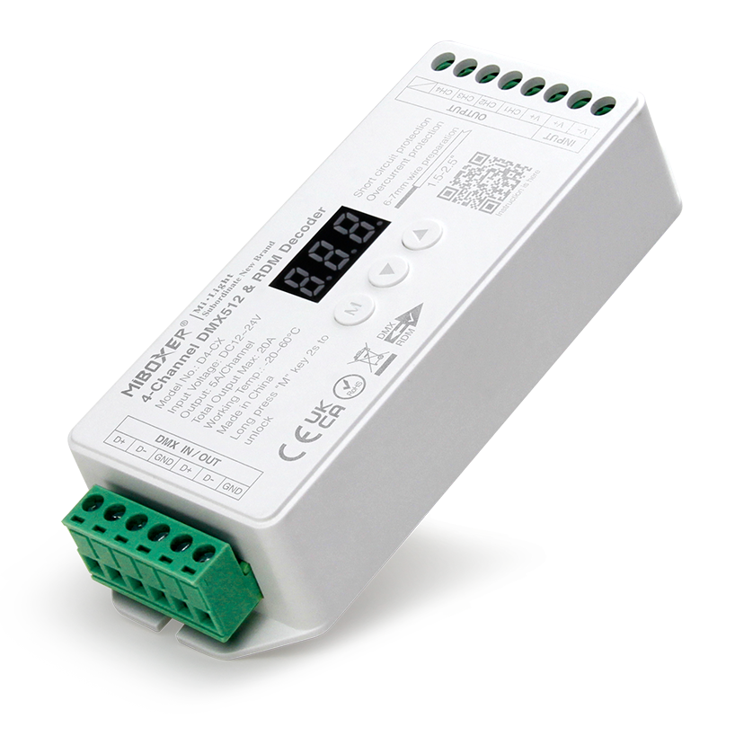 D4-CX 4-Channel Constant Voltage DMX512 & RDM Decoder - MiBoxer