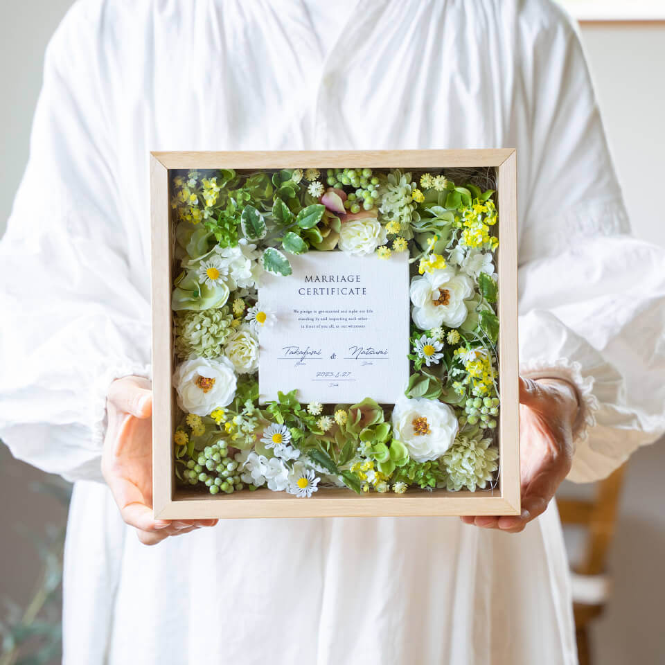 ゲスト参加型 結婚証明書】キャンバスタイプ（ホワイトグリーン