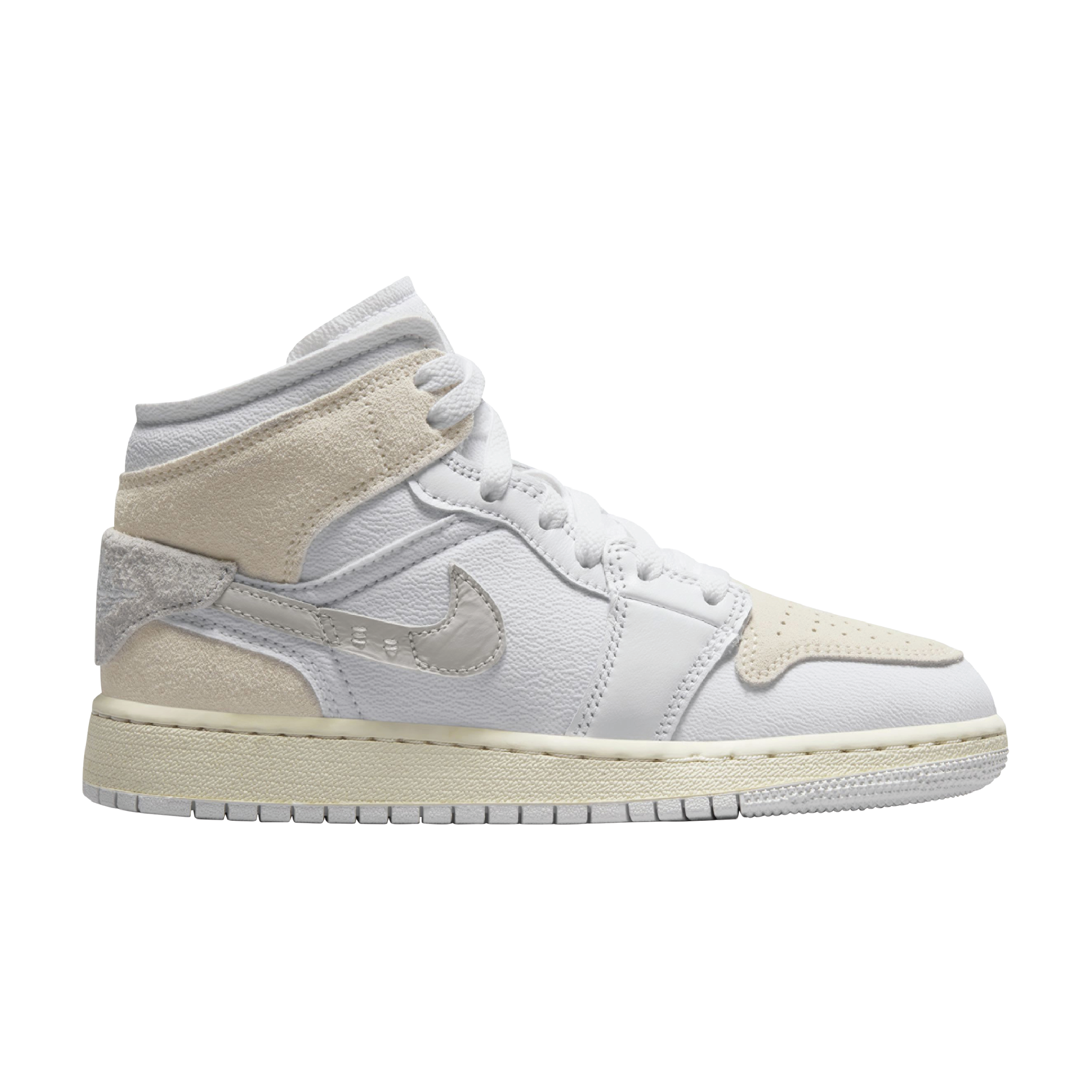 Shop Jordan 1 Mid SE Craft 'Tech Grey' Big Kids' Shoes