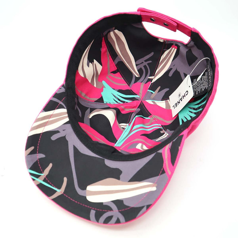 未使用 シャネル CHANEL キャップ ピンク キャンバス 帽子 綿100