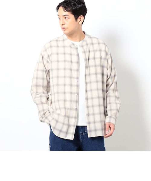 BROOKLYN OVERALL テクスチャーチェック バンドカラーシャツ｜ニコルの