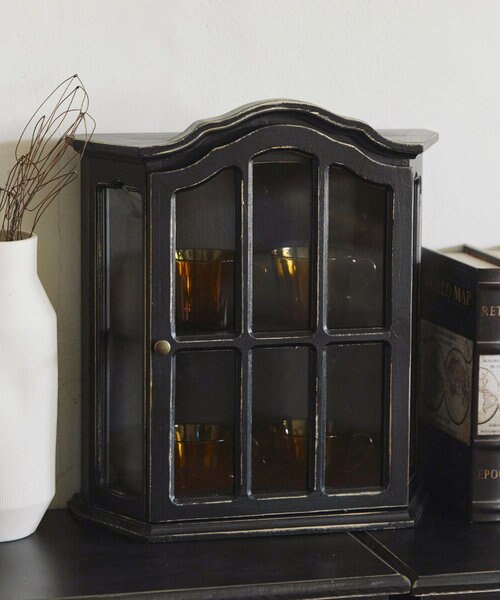 アンティークコレクションキャビネット／ブラックアンティーク｜サリュ