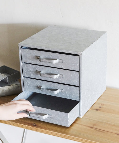スチール4ドロワーボックス／ジェントルシルバー｜サリュの通販｜&mall