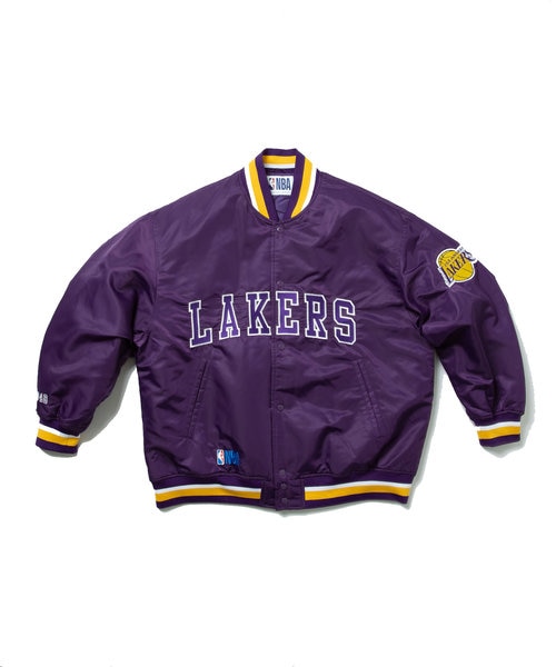NBA チームロゴ刺繍 ナイロン バーシティジャケット/スタジャン