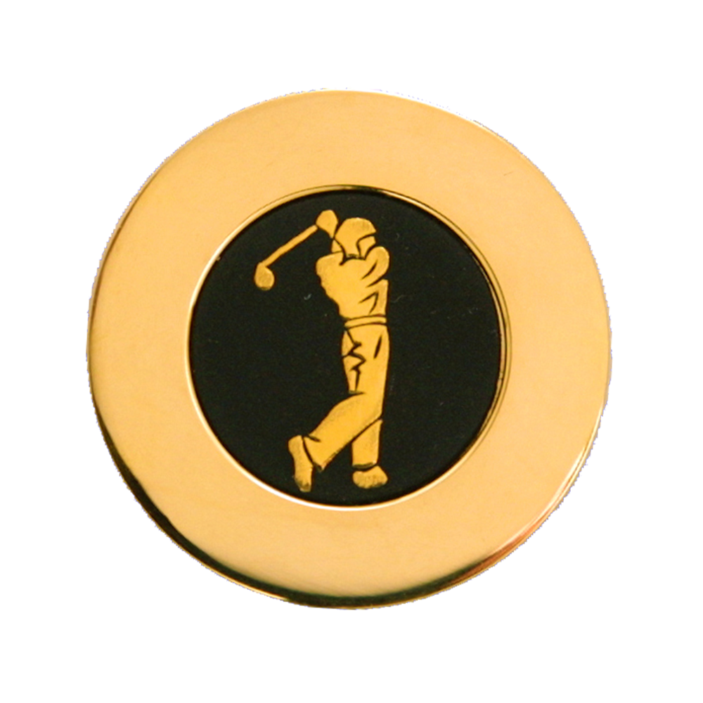 純金細工】ゴルフマーカー(ナイスショット)[イニシャル追加可能