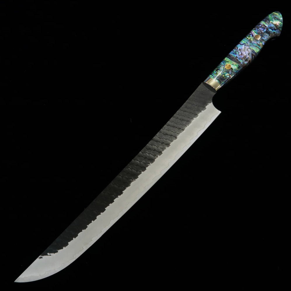 二唐刃物製造所 NIGARA 先丸筋引 SG2 黒打鎚目 螺鈿柄 (270/300mm