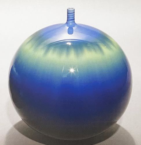 徳田八十吉作品【碧明耀彩花生】の買取・査定はミライカ美術にお任せ