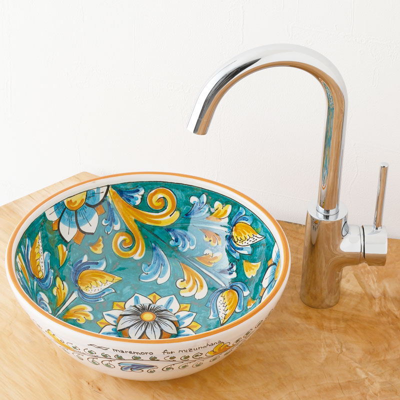 洗面ボウル シチリア陶器 H-BS006O｜おしゃれな洗面ボウル(洗面器)通販