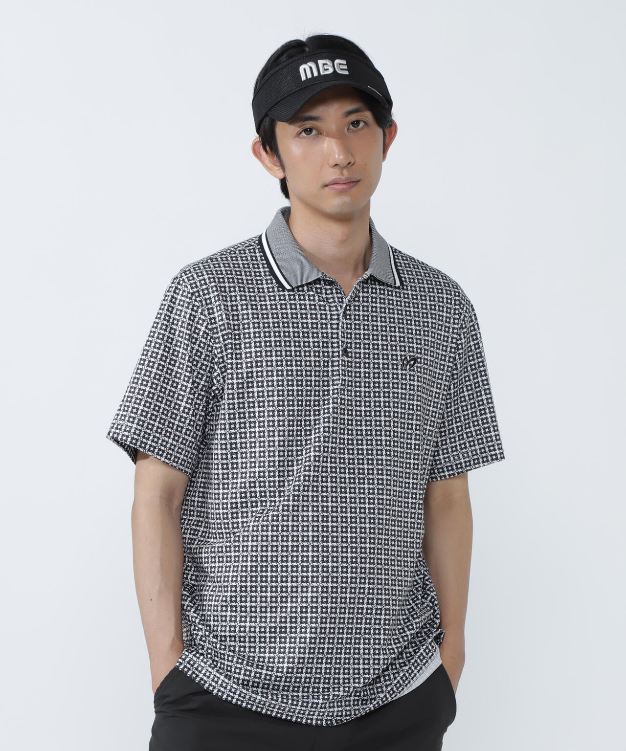 SPX150d天竺×カノコボーダー半袖ポロシャツ ＜千鳥プリント＞ | MASTER