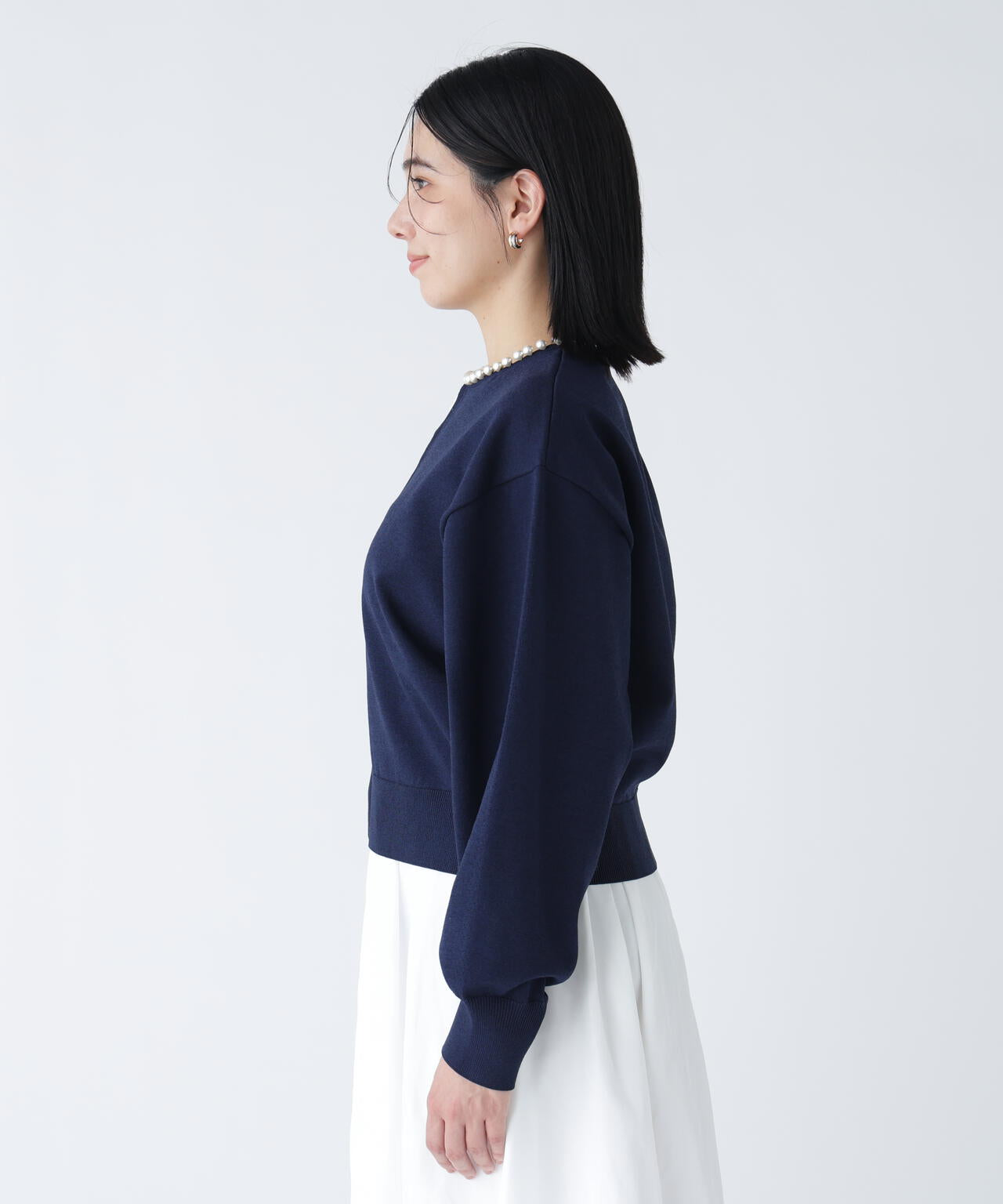 好きを着て気分が上がる】洗えるパールネックジップアップニット