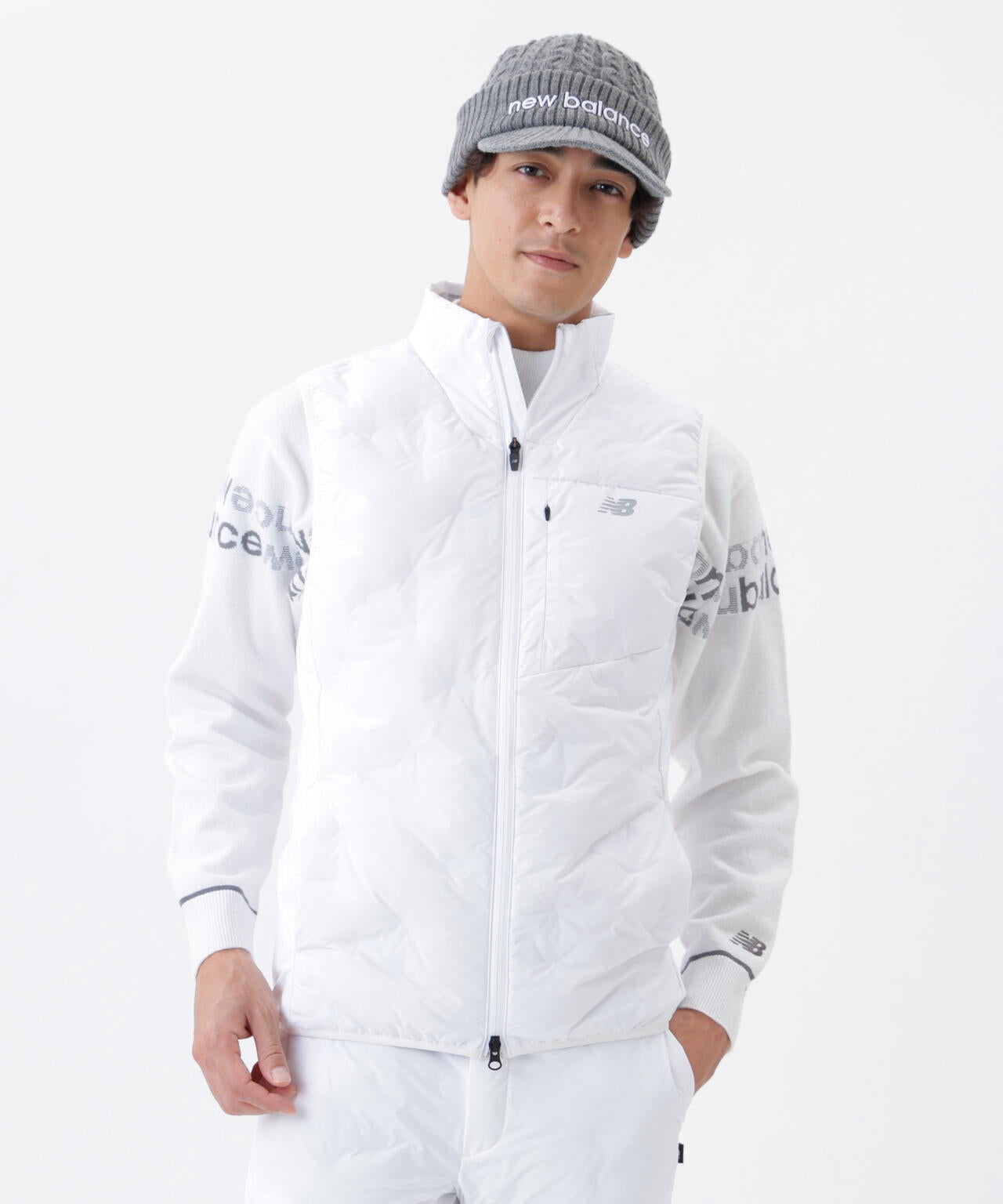 撥水 ストレッチ ライトダウン フルジップ ベスト (MENS) | new