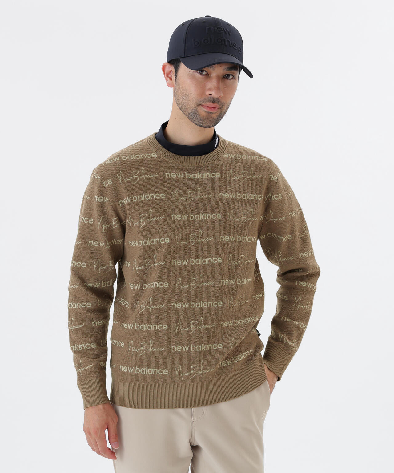 ロゴラッピングペーパー柄 クルーネック ニット プルオーバー (MENS