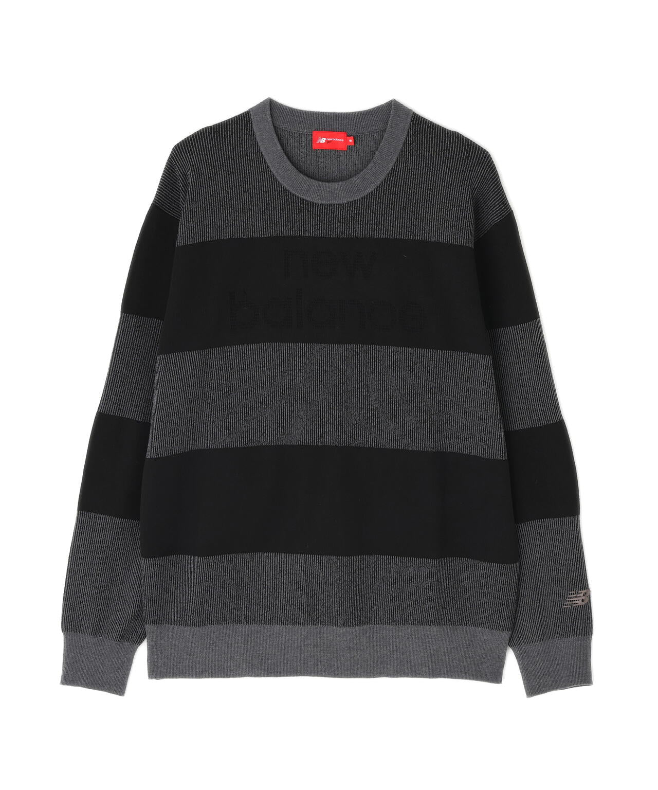 針抜きリブ×ロゴ クルーネック ニット プルオーバー (MENS) | new