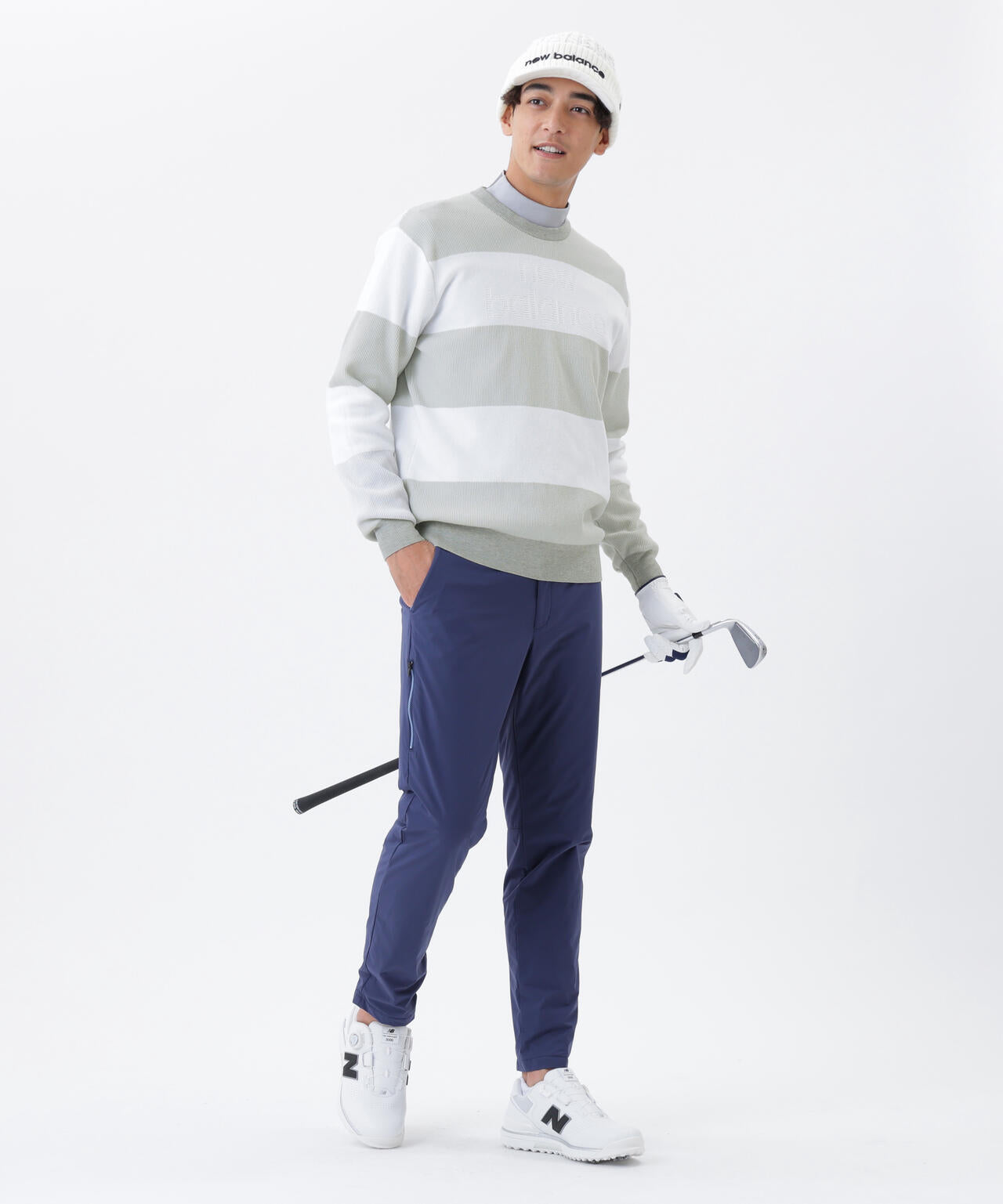 針抜きリブ×ロゴ クルーネック ニット プルオーバー (MENS) | new