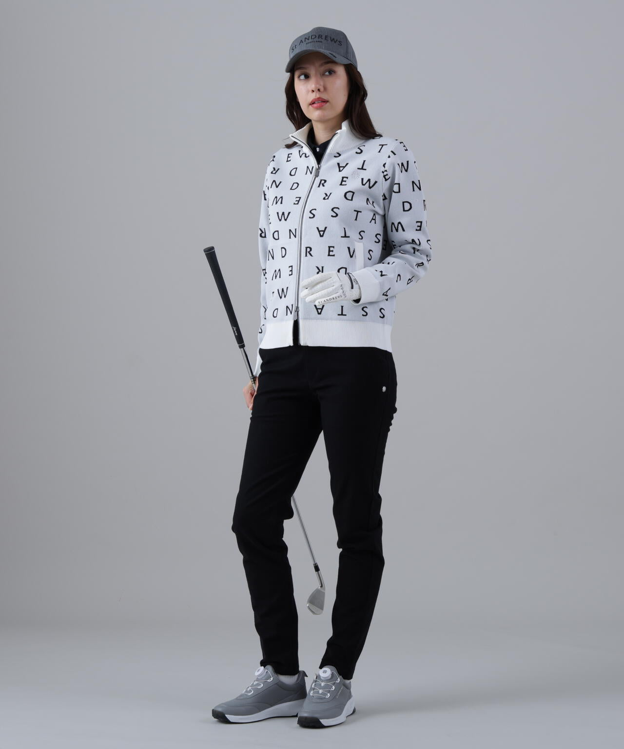 14Gロゴジャガードフルジップニット (WOMENS) | St ANDREWS（セント