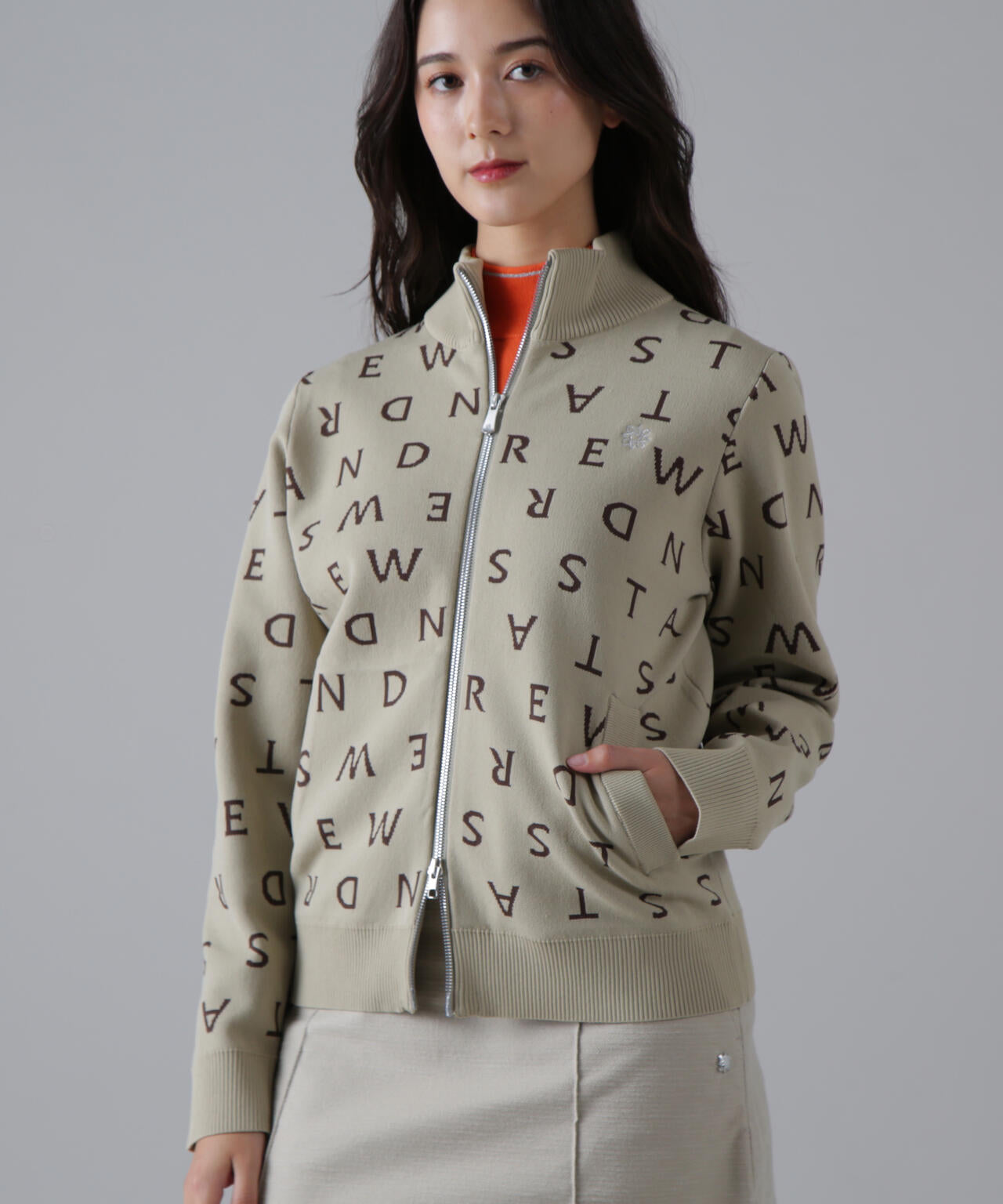 14Gロゴジャガードフルジップニット (WOMENS) | St ANDREWS（セント