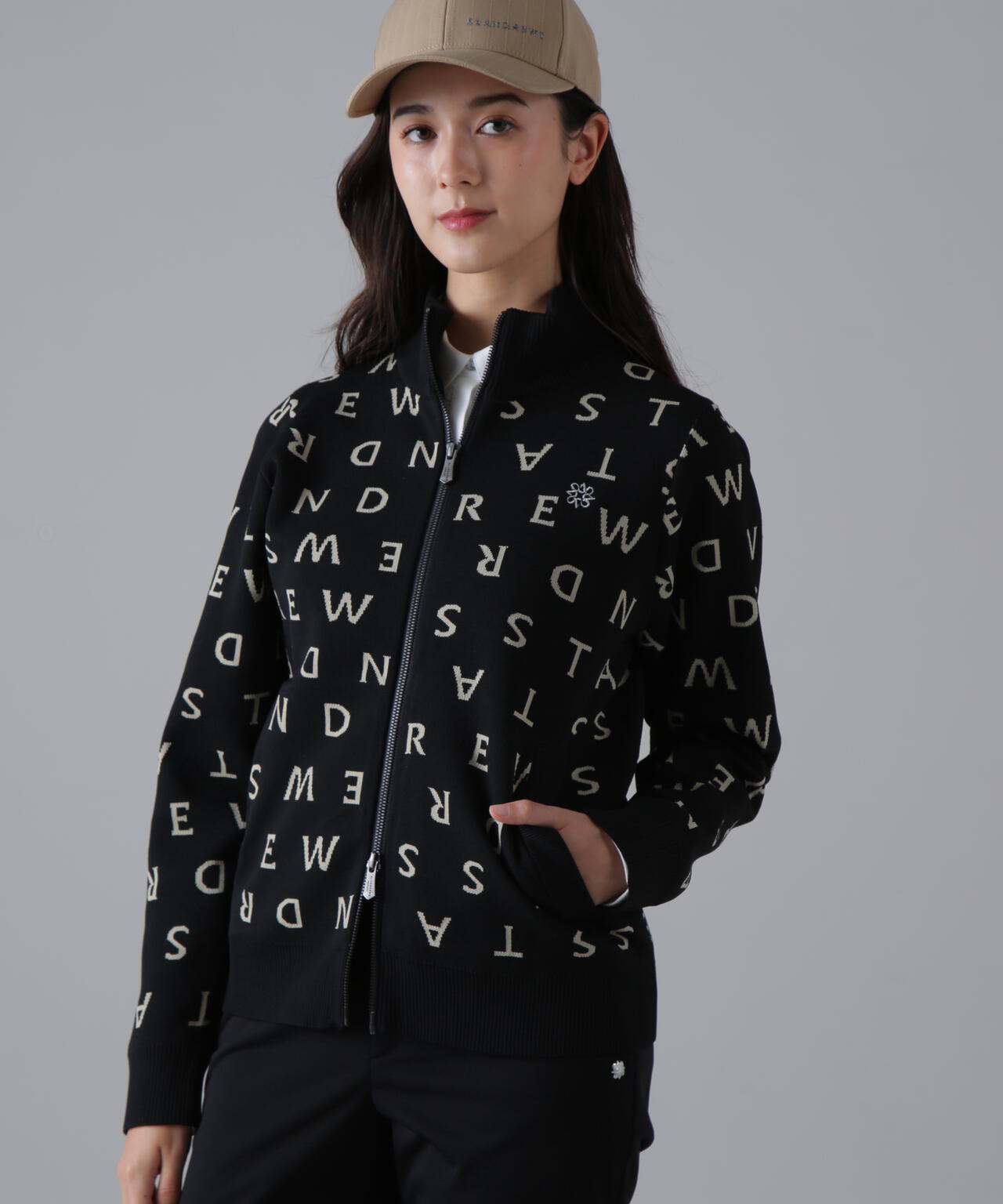 14Gロゴジャガードフルジップニット (WOMENS) | St ANDREWS（セント