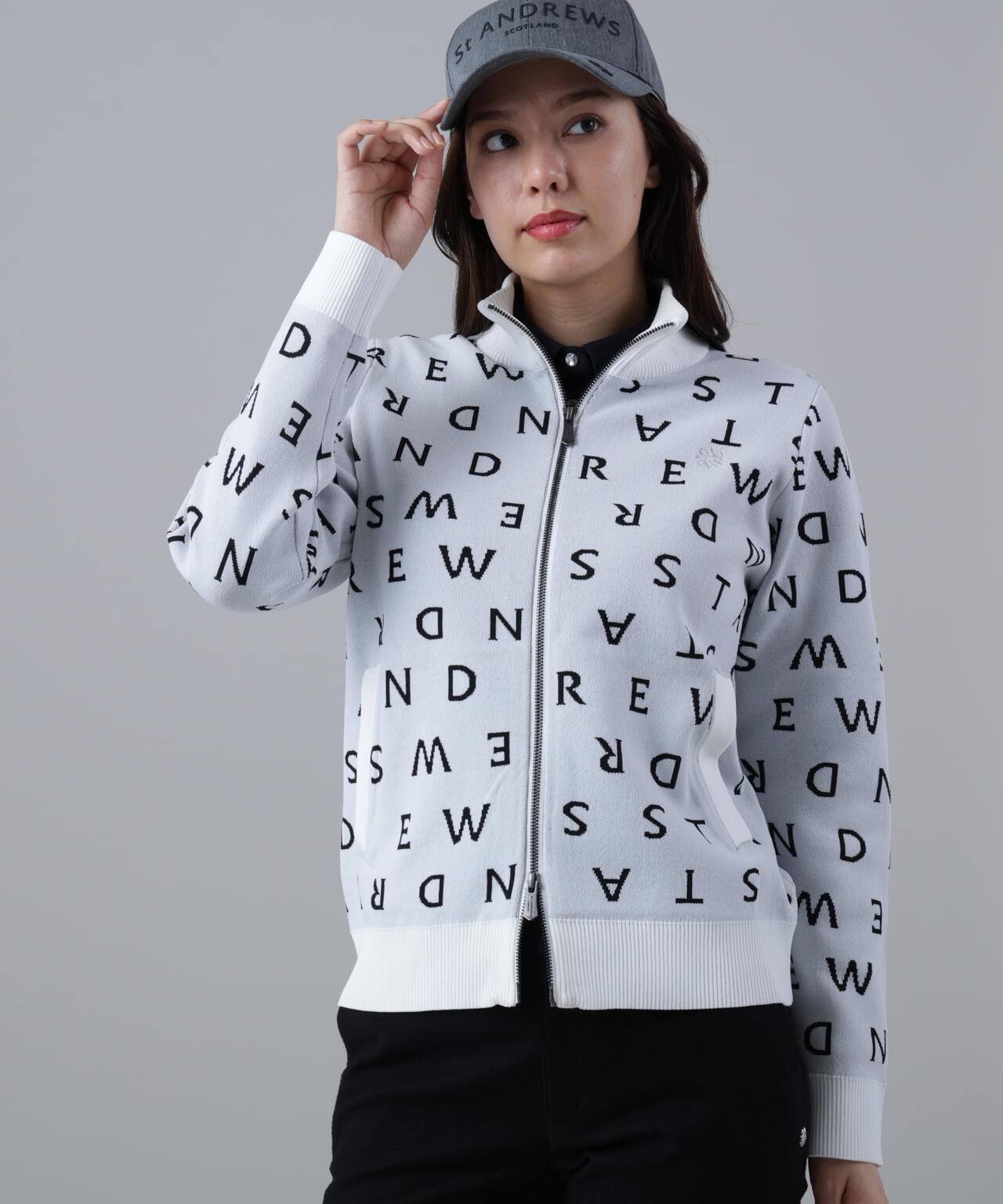 14Gロゴジャガードフルジップニット (WOMENS) | St ANDREWS（セント