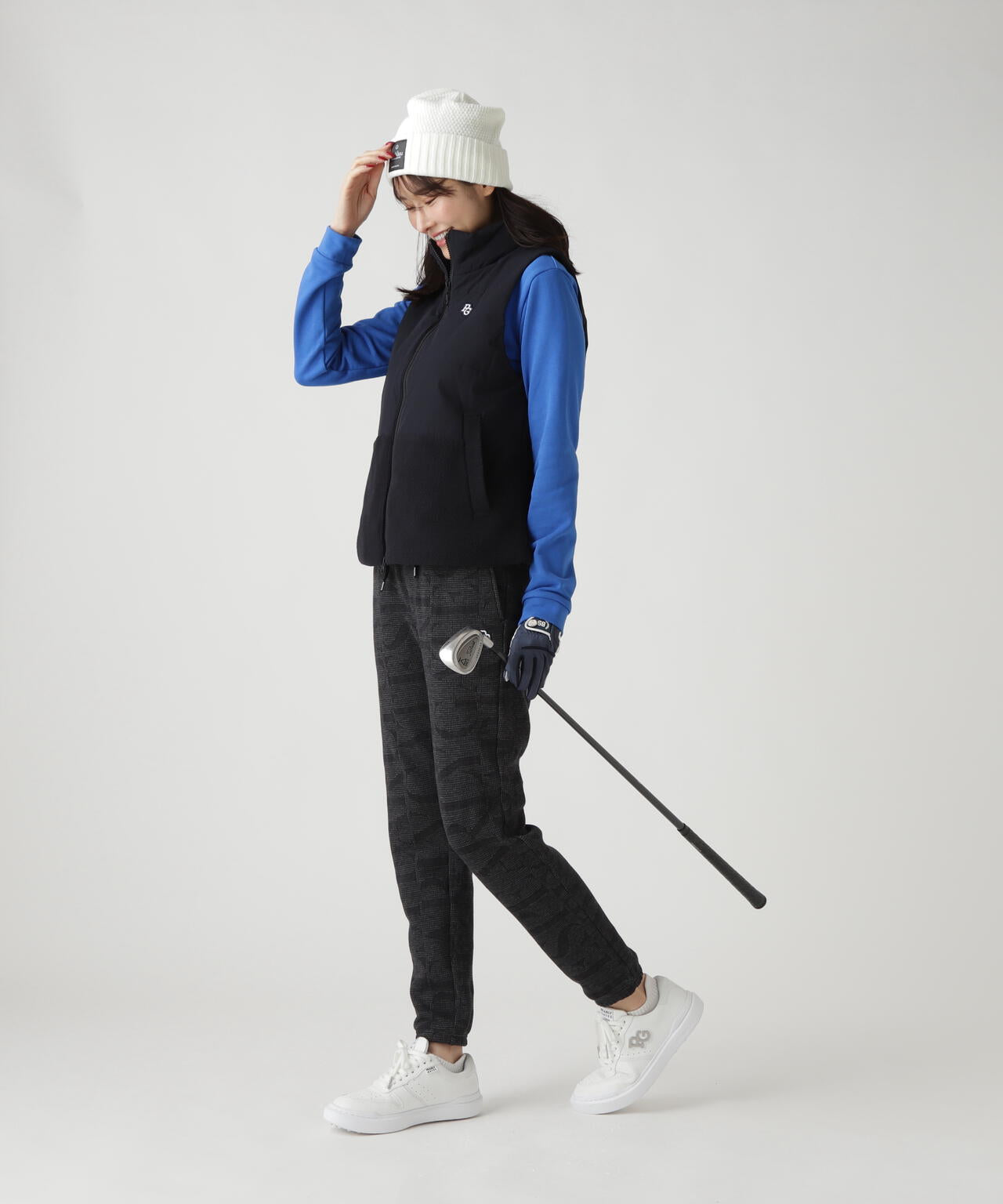 合繊×フリース片面起毛 中綿フルジップアップベスト | PEARLY GATES