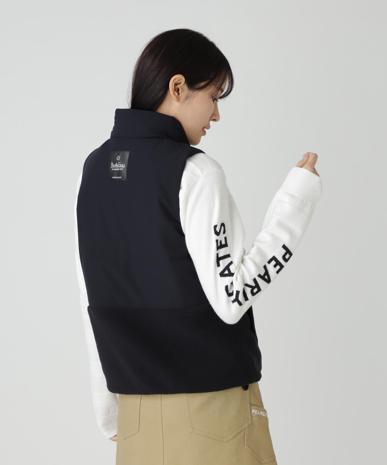 合繊×フリース片面起毛 中綿フルジップアップベスト | PEARLY GATES