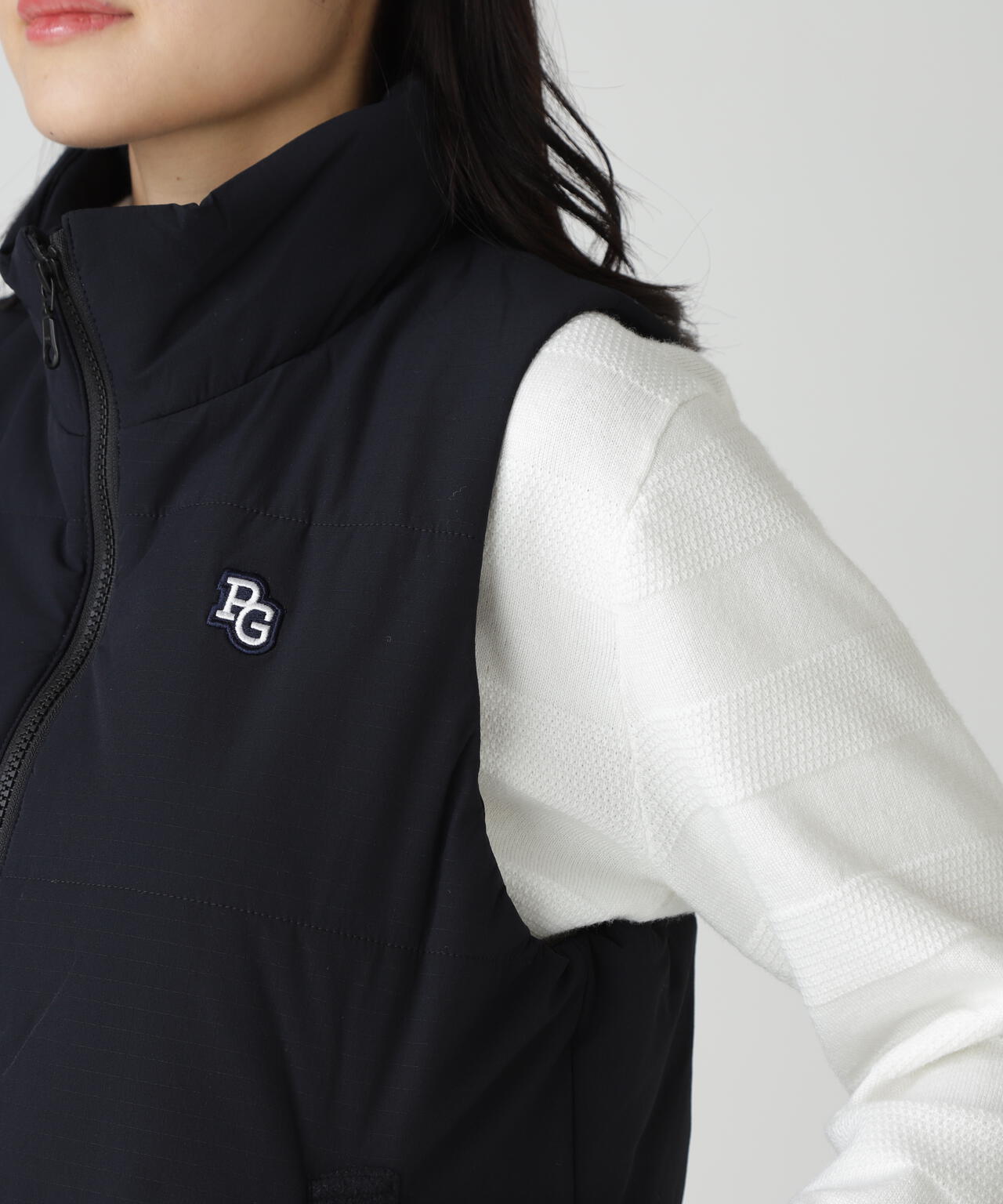 合繊×フリース片面起毛 中綿フルジップアップベスト | PEARLY GATES