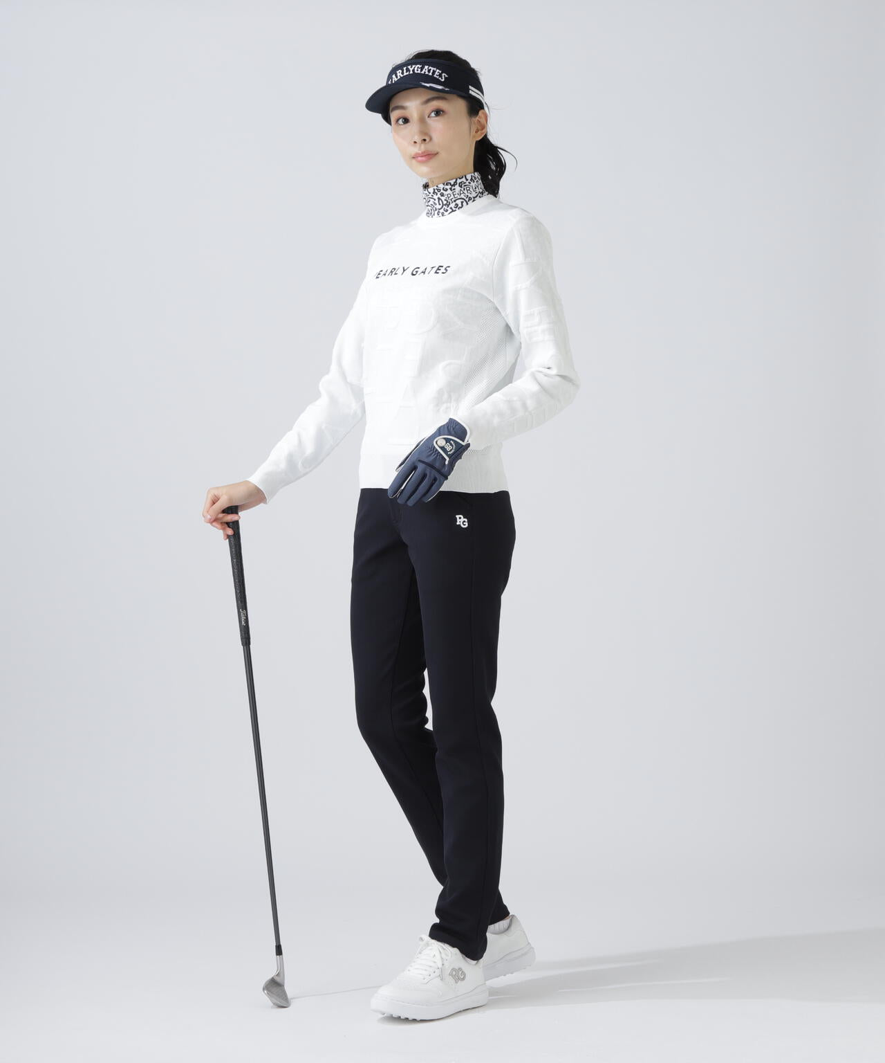 14Gクルーネックニットプルオーバー ＜ジャガードロゴ総柄＞ | PEARLY